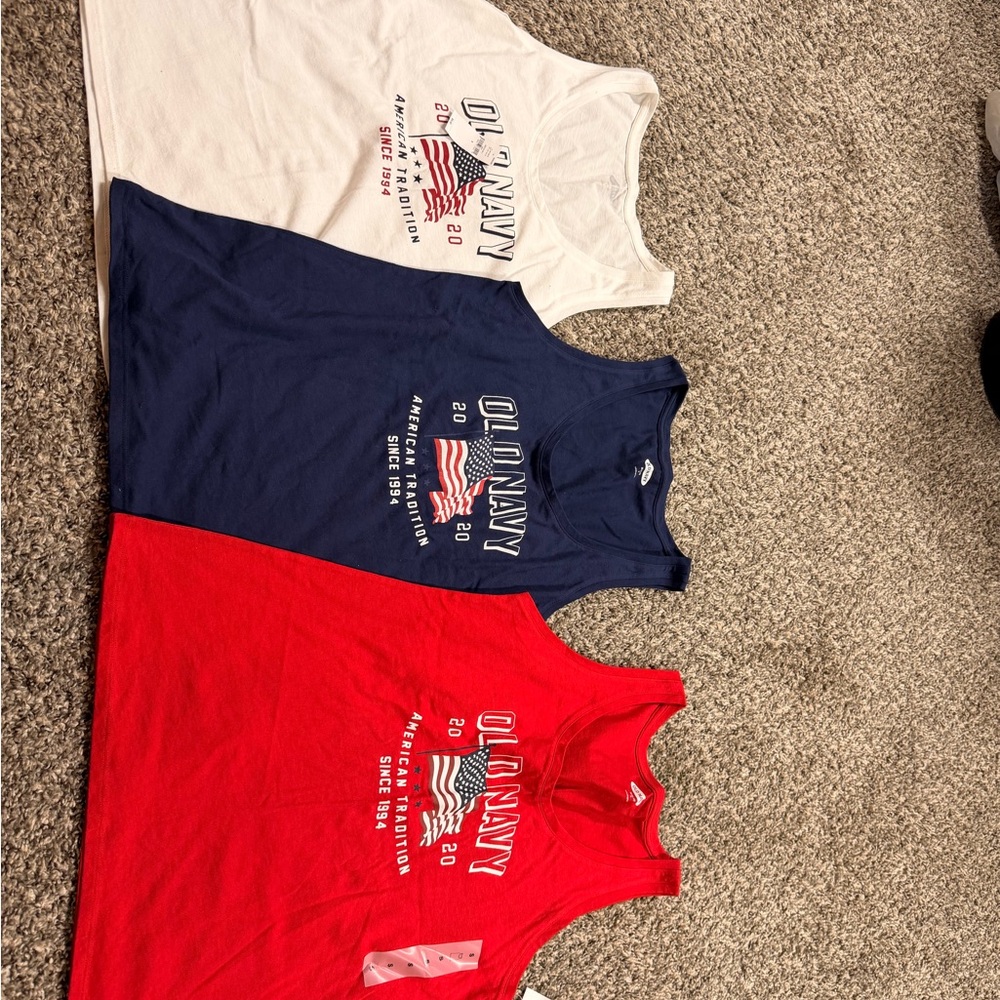 Womens Tank Tops - Red, Blue, and White